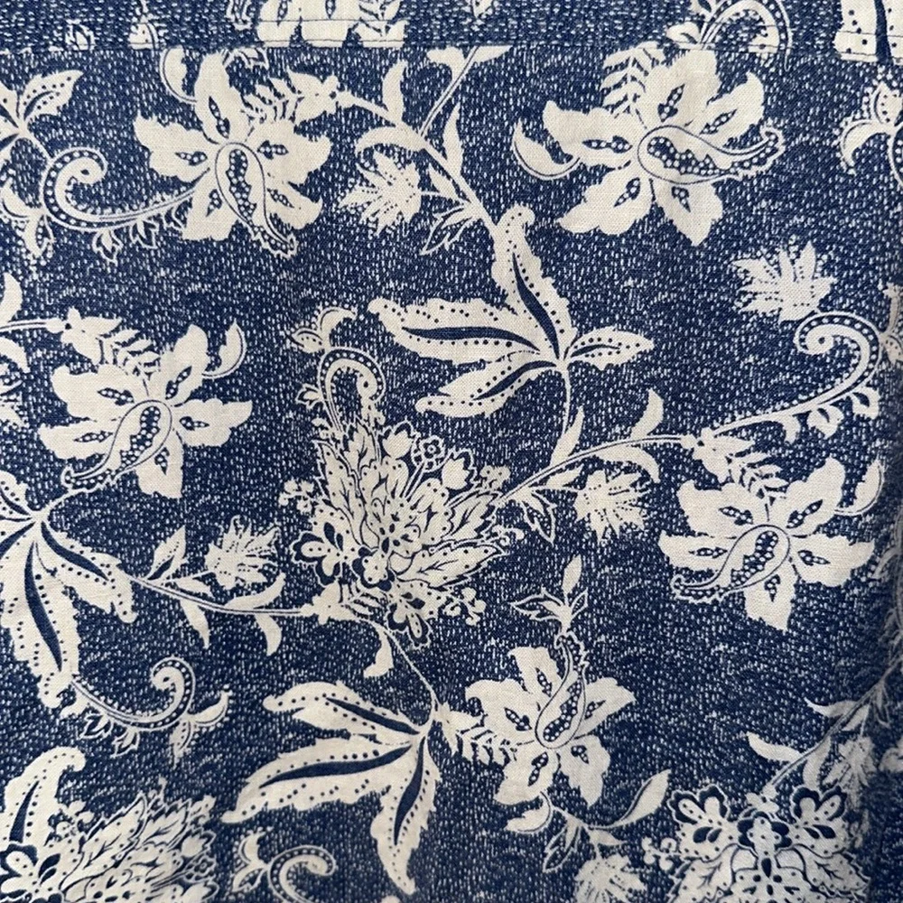 COLDWATER CREEK Linen Blend Floral Snap Front Shacket/Blouse Top Size M - Picture 7 of 7